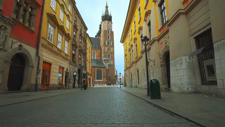Calle del barrio de Kleparz, una buena opción donde alojarse en Cracovia